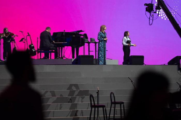 Keith and Kristyn Getty and their band perform during the opening ceremony of the Fourth Lausanne Congress on World Evangelization in Incheon, South Korea, on Sept. 22, 2024.