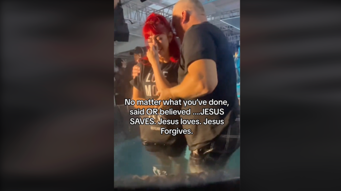 Former OnlyFans model Nala Ray is seen getting baptized in a video she posted of TikTok on Feb. 25, 2024.